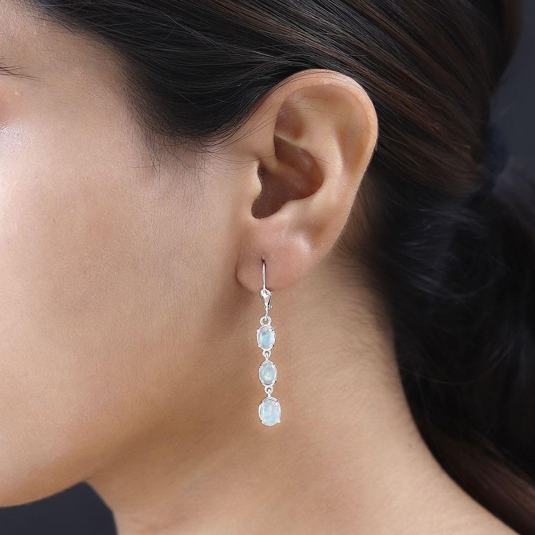 Shop LC Opal Earrings for Women 925 Sterling Silver Long Drop Dangle Earrings Gemstone Opal Jewelry Birthday Gifts for Women