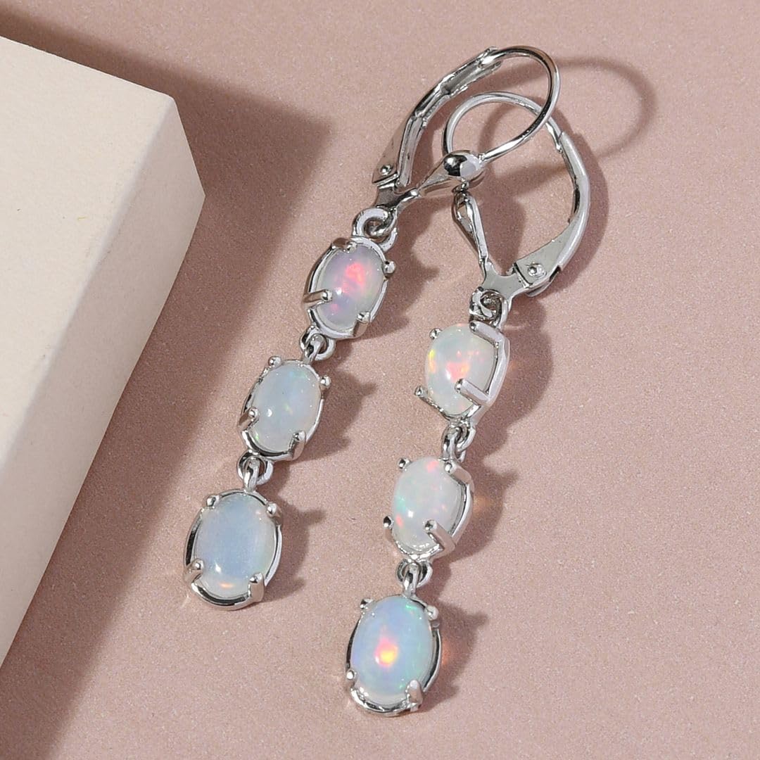Shop LC Opal Earrings for Women 925 Sterling Silver Long Drop Dangle Earrings Gemstone Opal Jewelry Birthday Gifts for Women