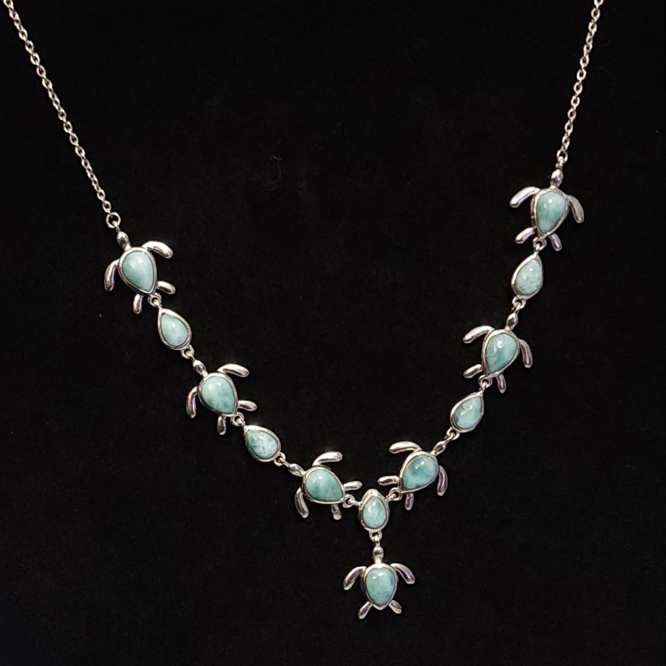 Seaside Larimar Turtle Necklace (NEW)