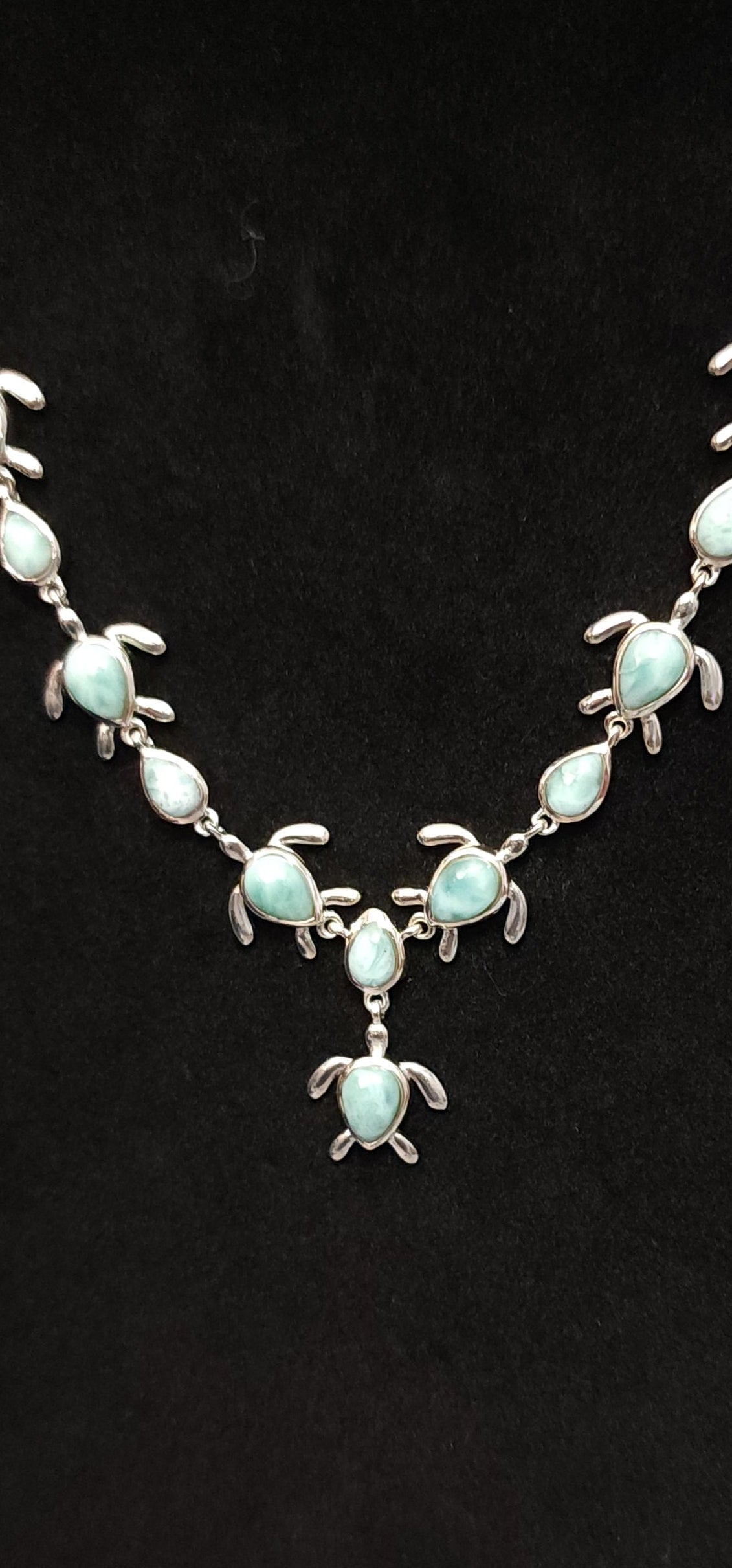 Seaside Larimar Turtle Necklace (NEW)