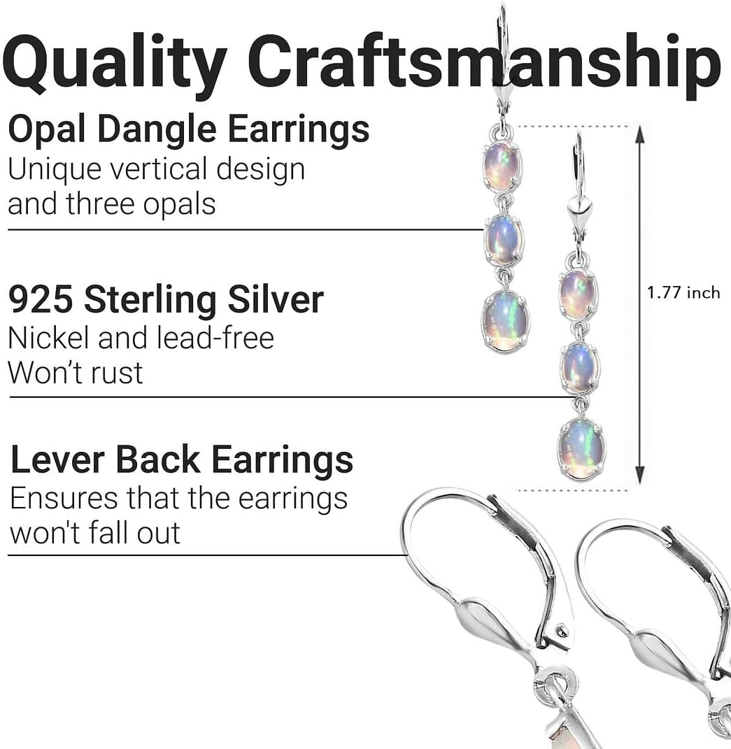 Shop LC Opal Earrings for Women 925 Sterling Silver Long Drop Dangle Earrings Gemstone Opal Jewelry Birthday Gifts for Women