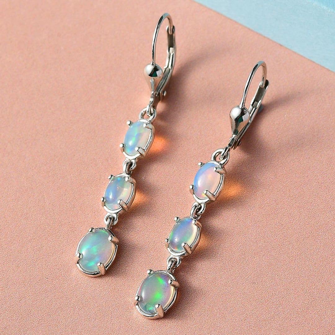 Shop LC Opal Earrings for Women 925 Sterling Silver Long Drop Dangle Earrings Gemstone Opal Jewelry Birthday Gifts for Women