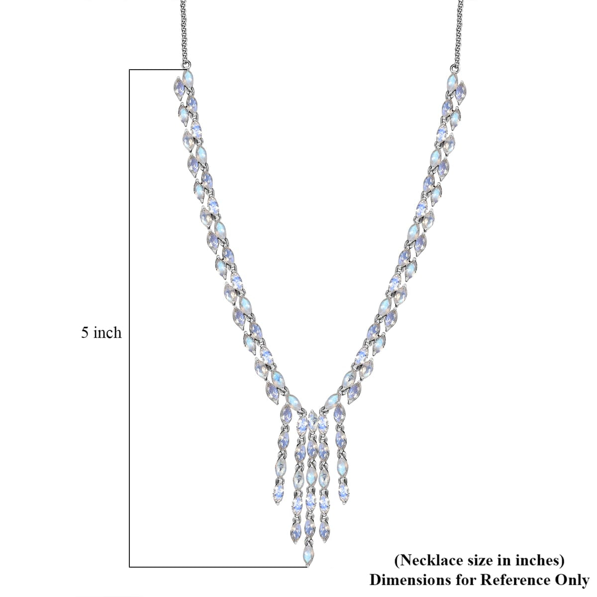 Premium Moon Glow Moonstone 8.20 ctw Moonlight Waterfall Necklace in Rhodium Over Sterling Silver 18-20 Inches